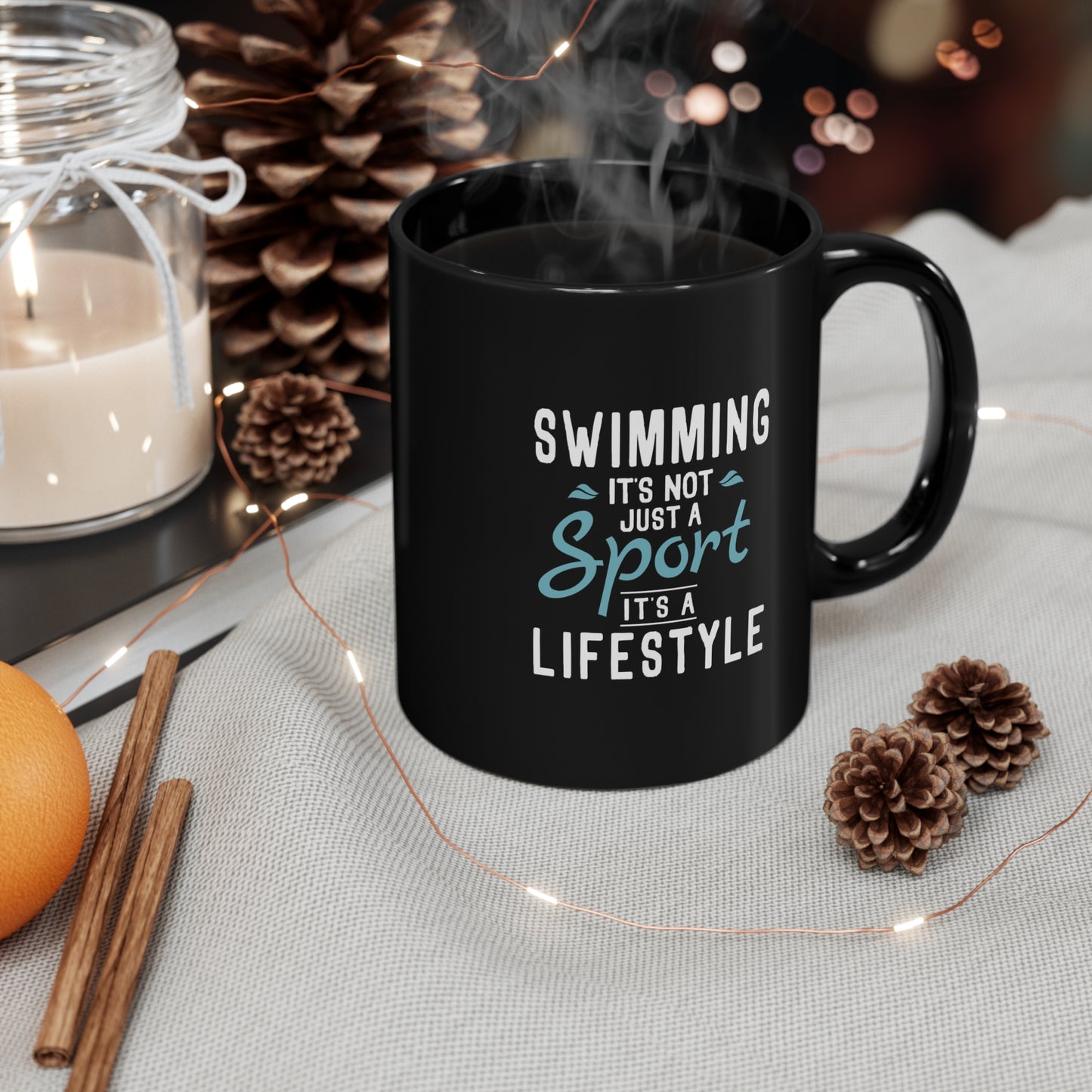 Swimming is a Lifestyle 11oz Black Mug