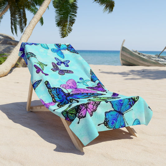 Blue.Sky Butterfly Beach Towel