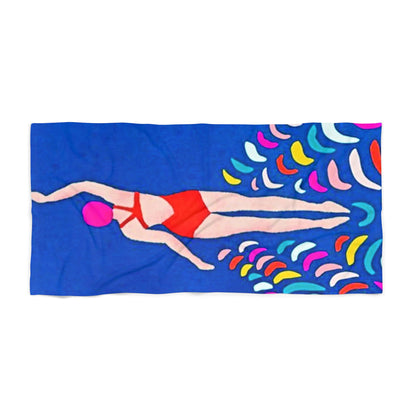 Colorful Swimmer Swim Beach Towel