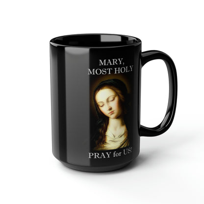 Holy Mary Black Mug, 15oz