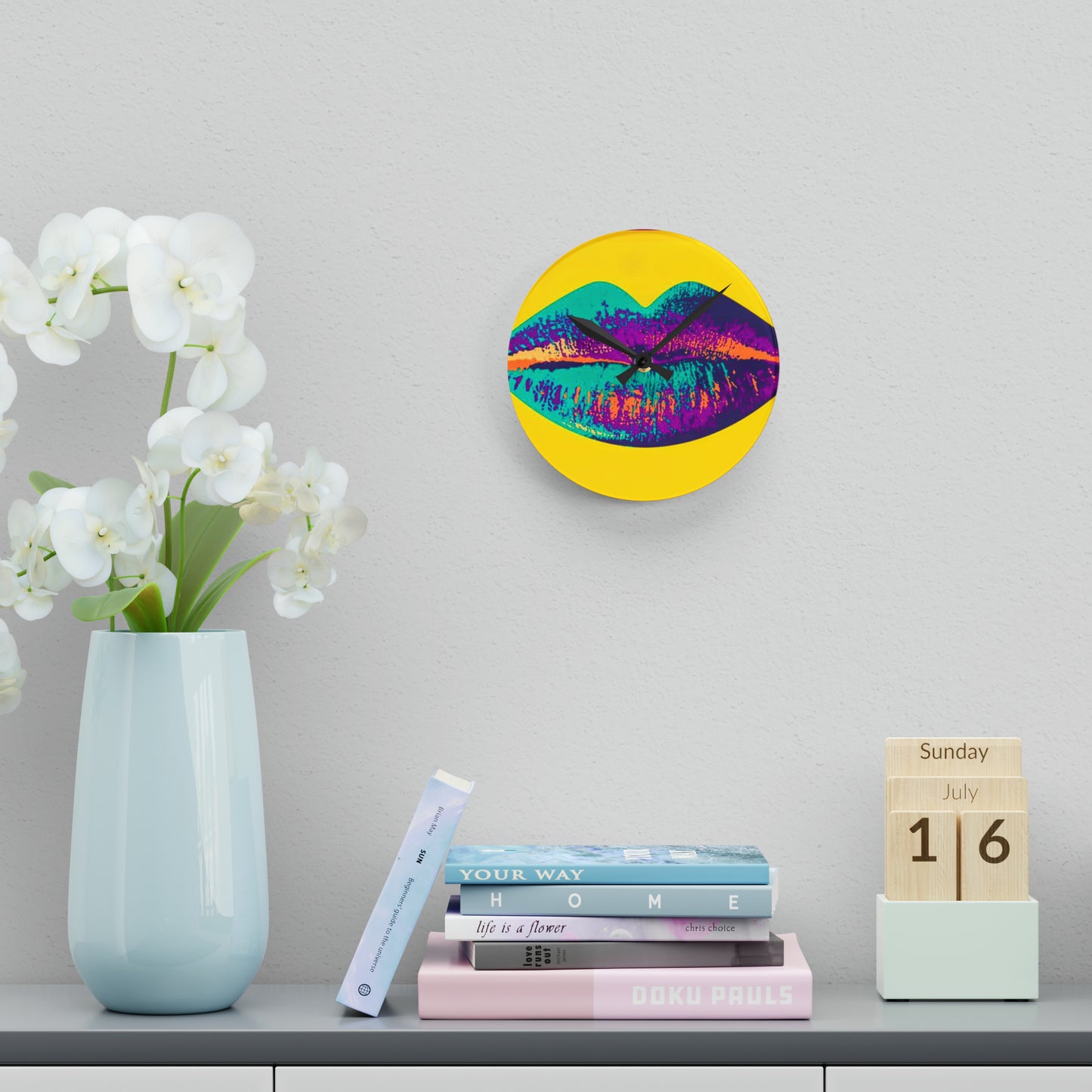 Lips Acrylic Round Wall Clock