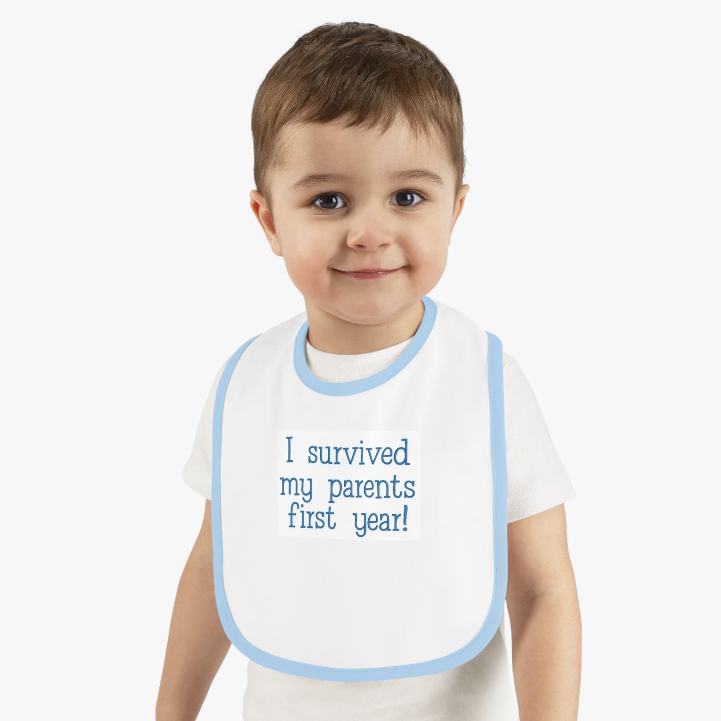 I survived bib: Baby Contrast Trim Jersey Bib