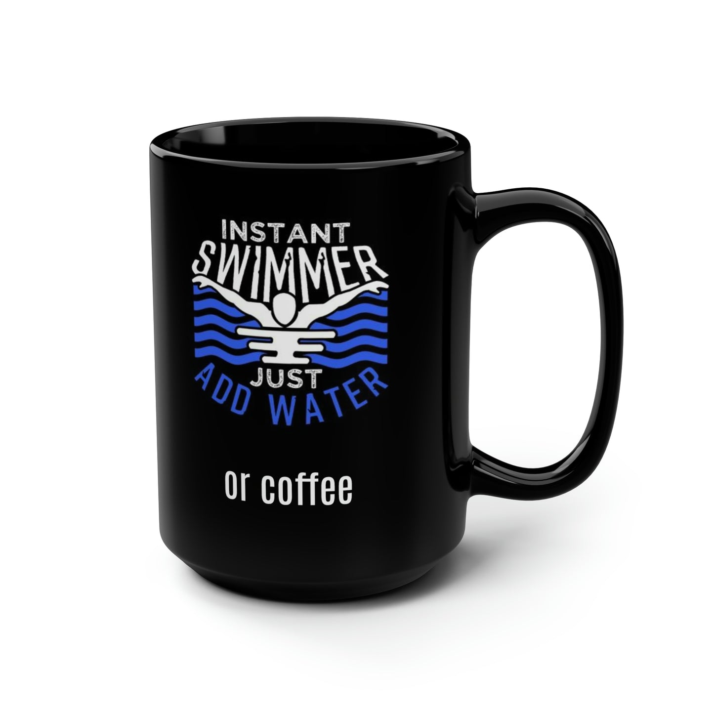 Add water instant swimmer Black Mug, 15oz