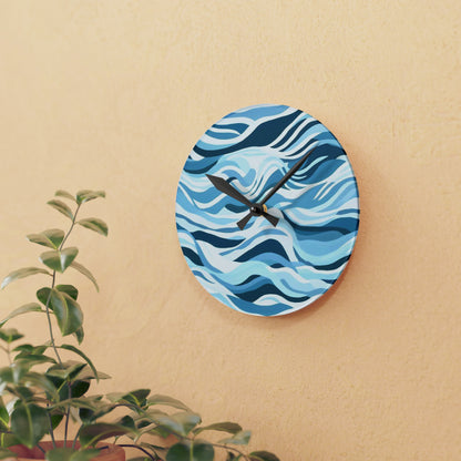 Blue Sea Waves Acrylic Wall Clock