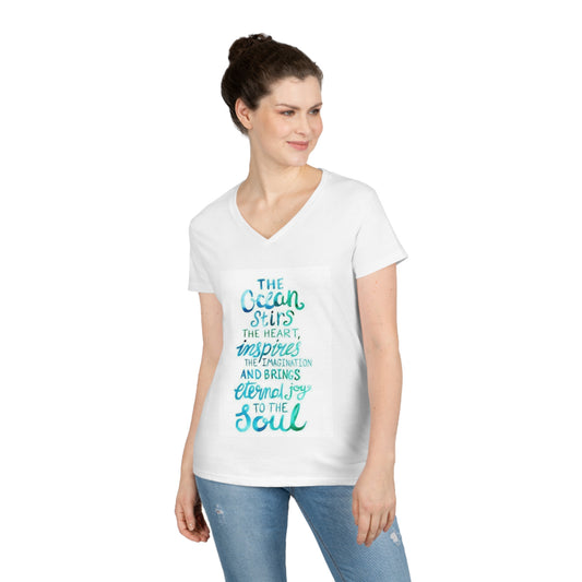 Ocean Love: Ladies' V-Neck T-Shirt