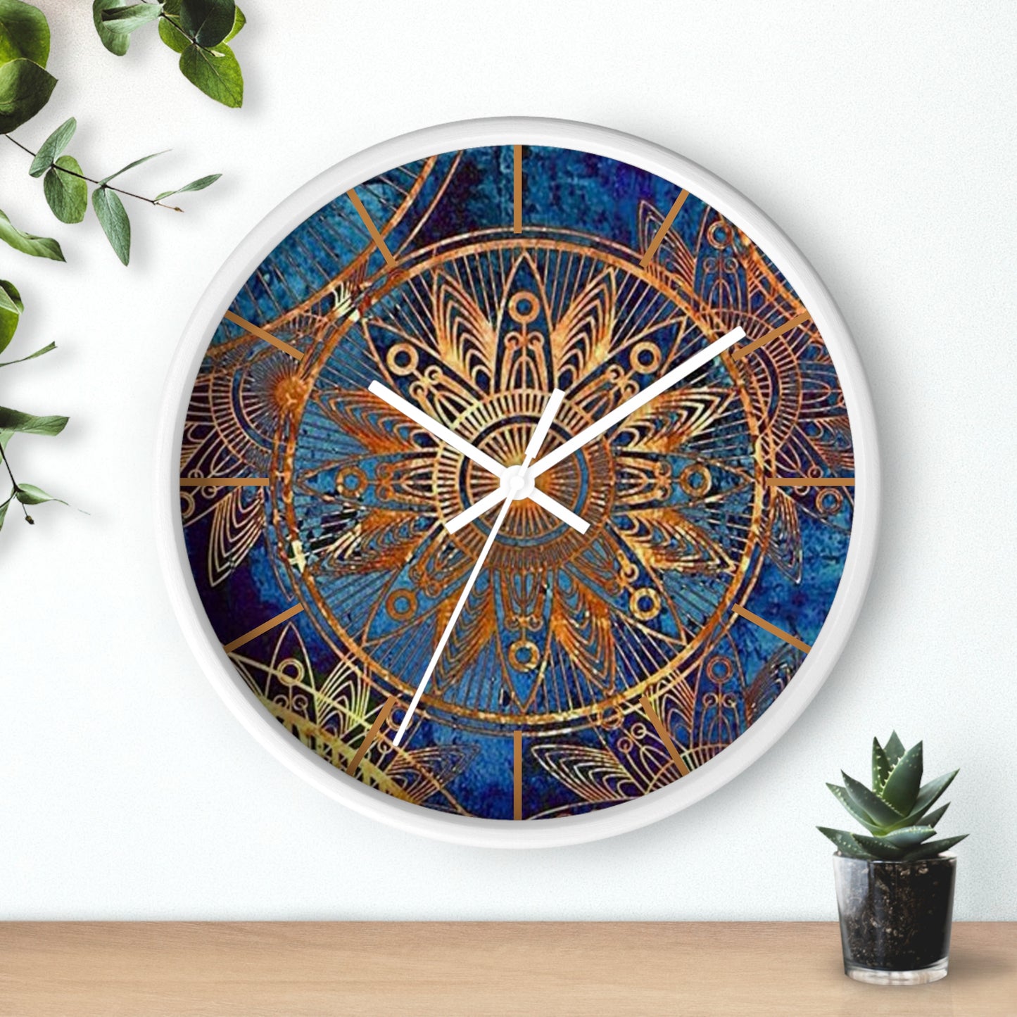 Elegant Blue & Rust Wall Clock