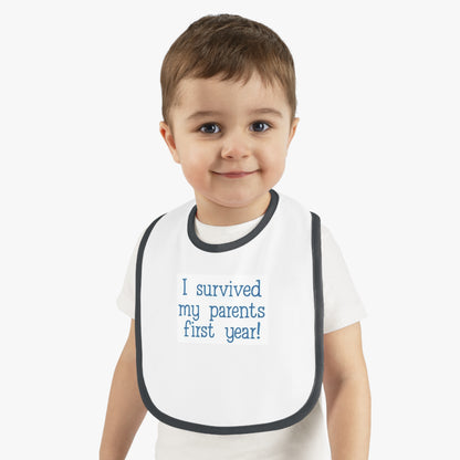 I survived bib: Baby Contrast Trim Jersey Bib