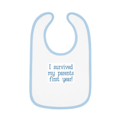 I survived bib: Baby Contrast Trim Jersey Bib