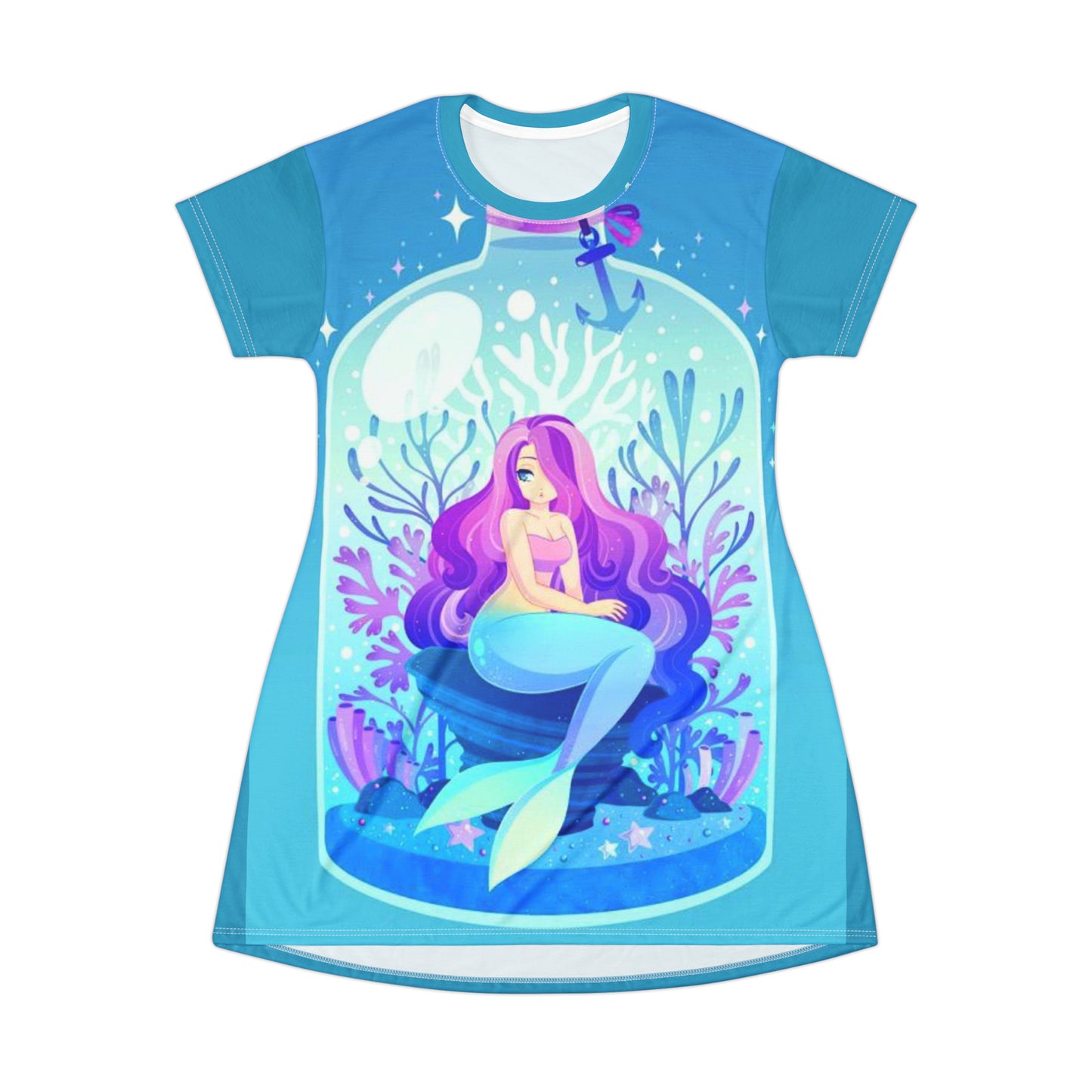 Mermaid in a bottle:T-Shirt Dress (AOP)