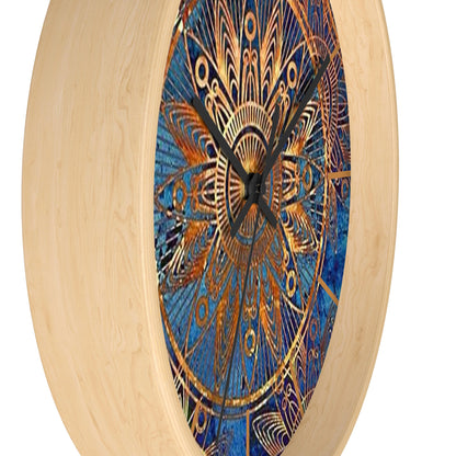 Elegant Blue & Rust Wall Clock