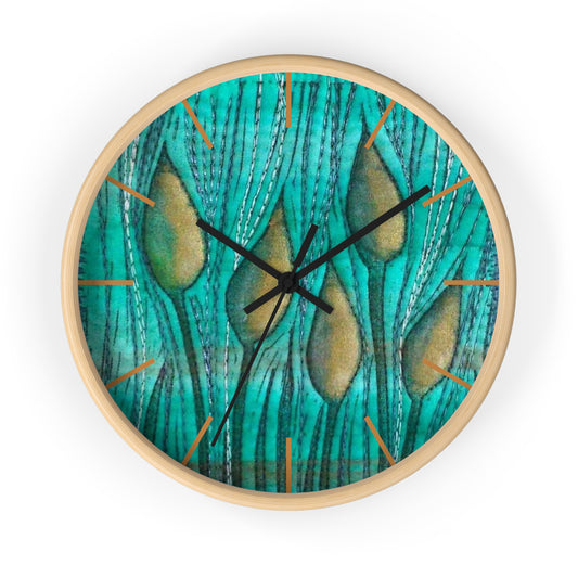 Turquoise Plantscape Wall Clock