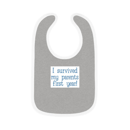 I survived bib: Baby Contrast Trim Jersey Bib