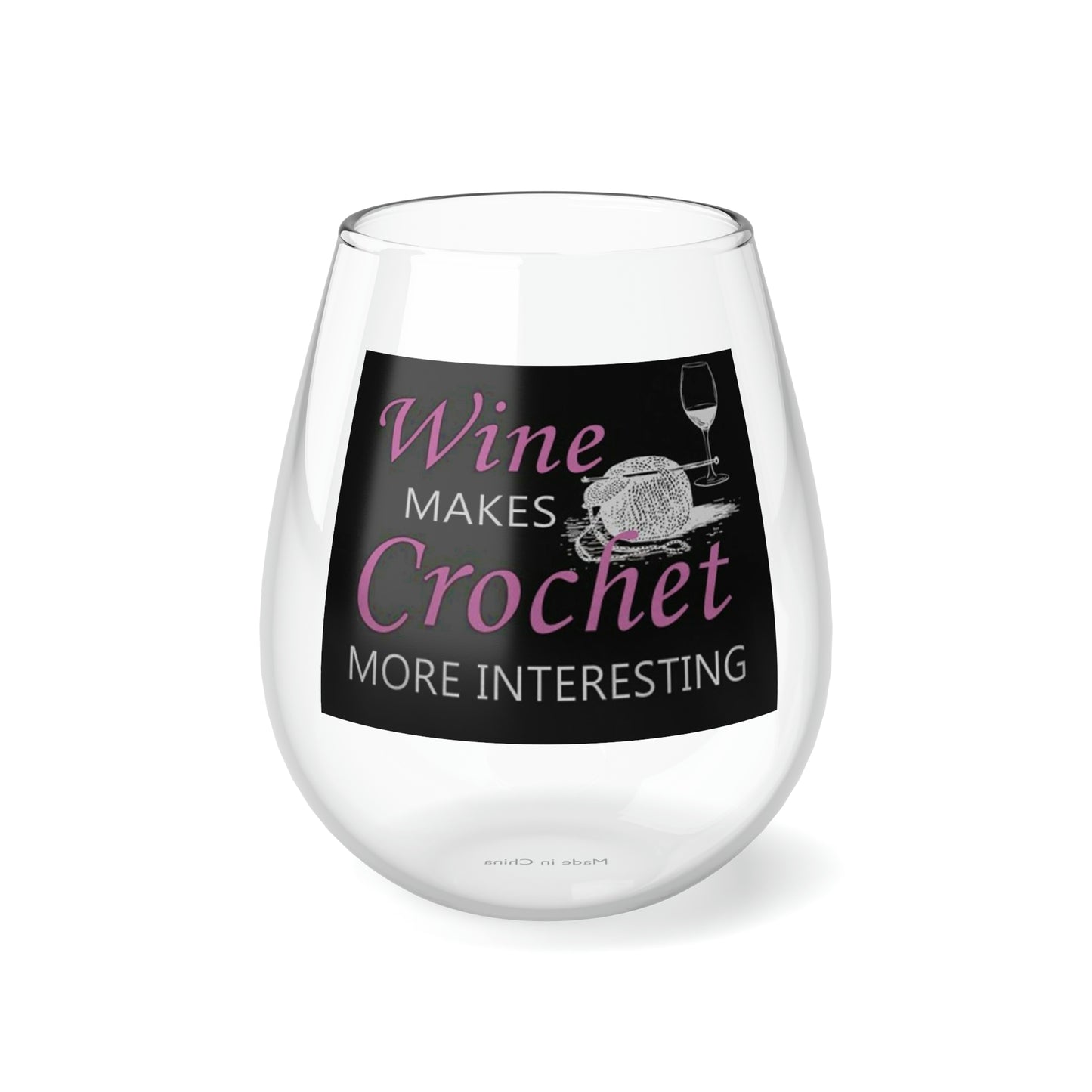 Crochet & Wine: Stemless Wine Glass, 11.75oz