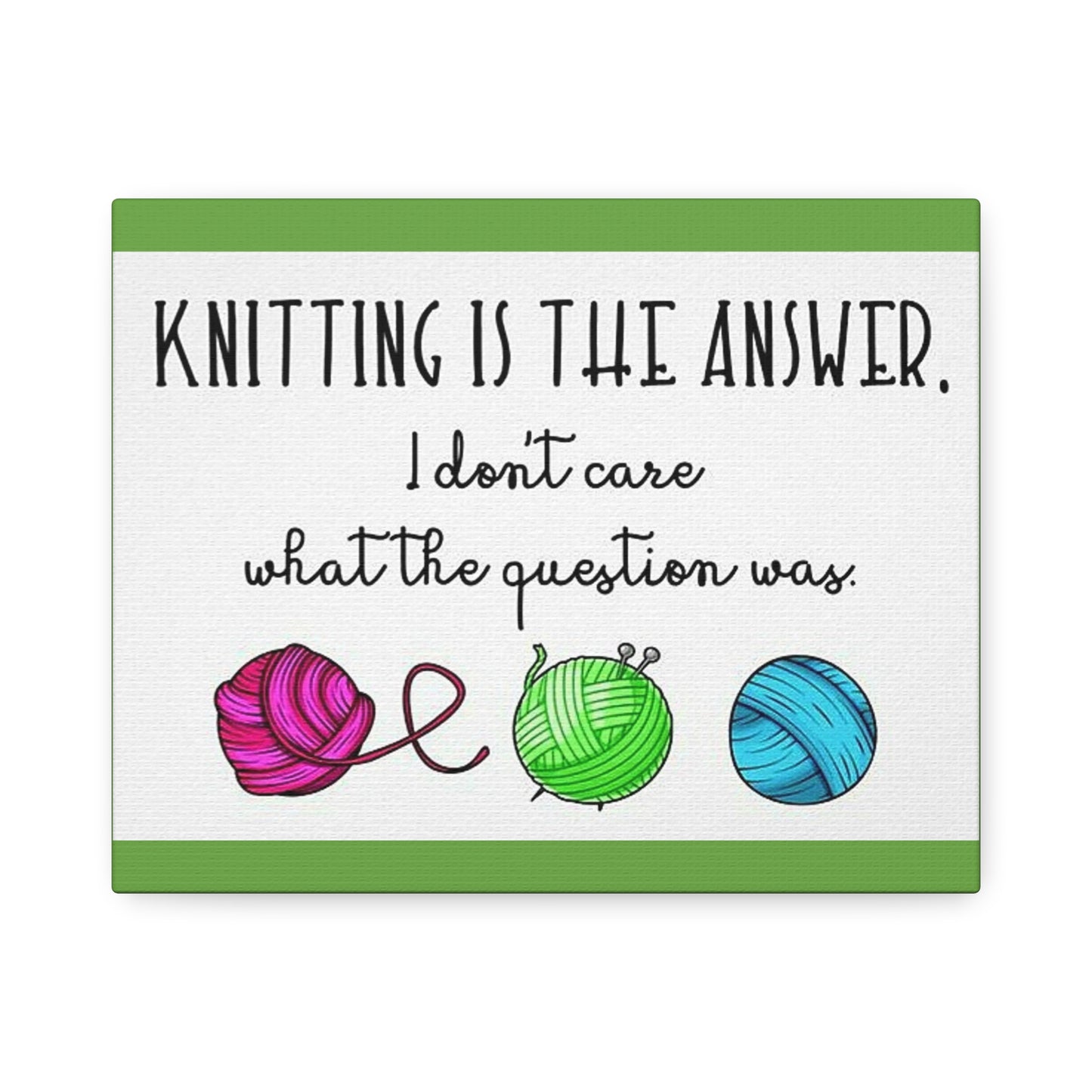 Green Knitting Humor: Polyester Canvas