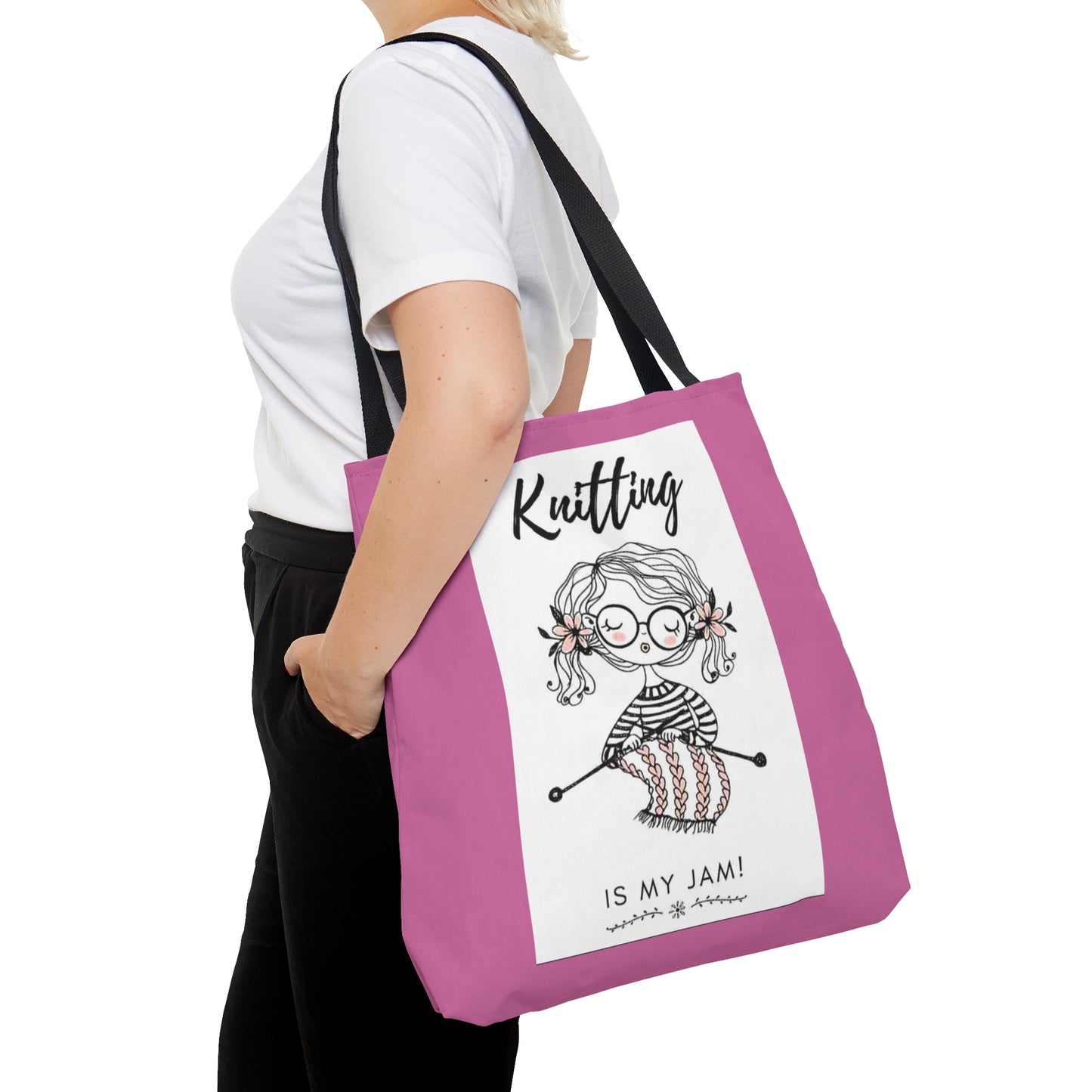 Pink Knitting Tote Bag (AOP)