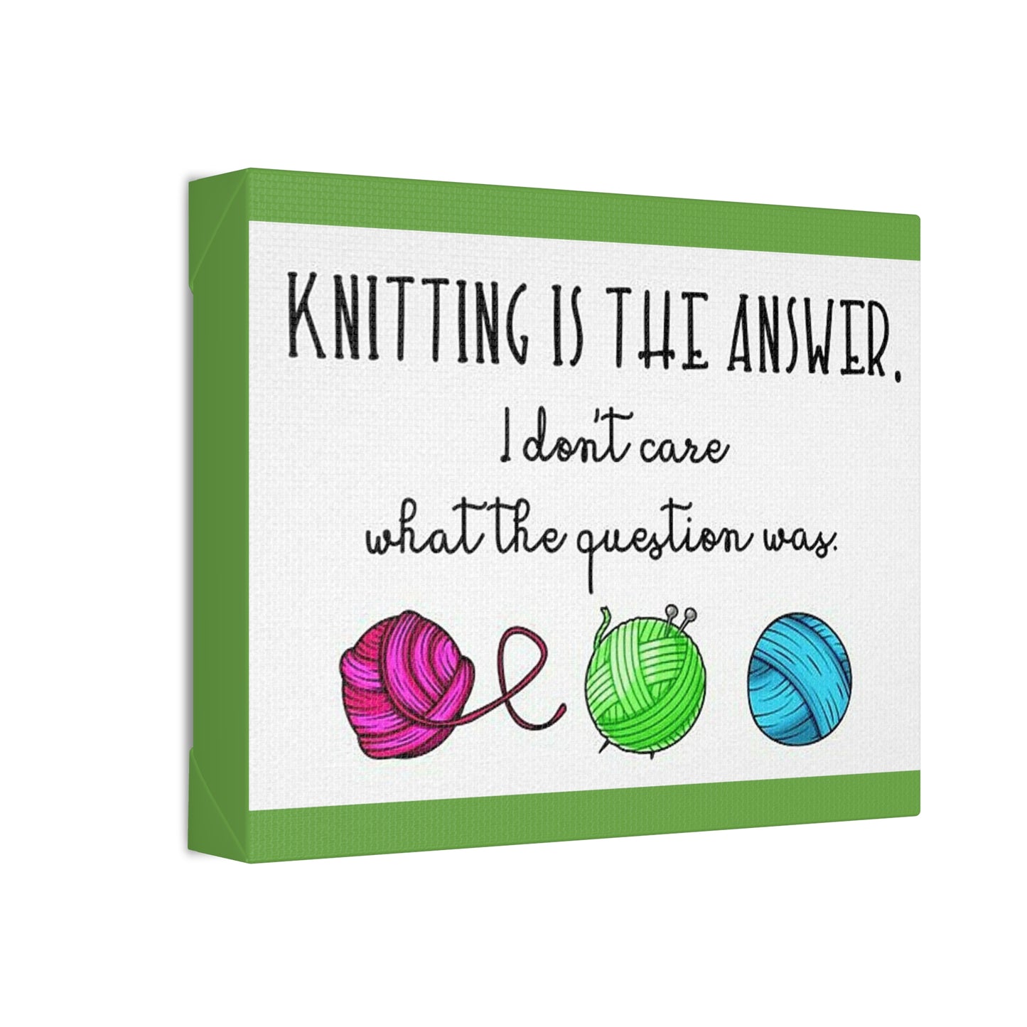 Green Knitting Humor: Polyester Canvas