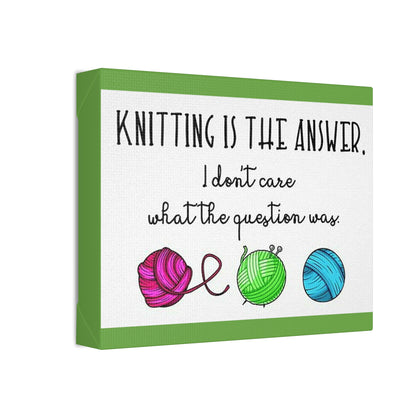 Green Knitting Humor: Polyester Canvas