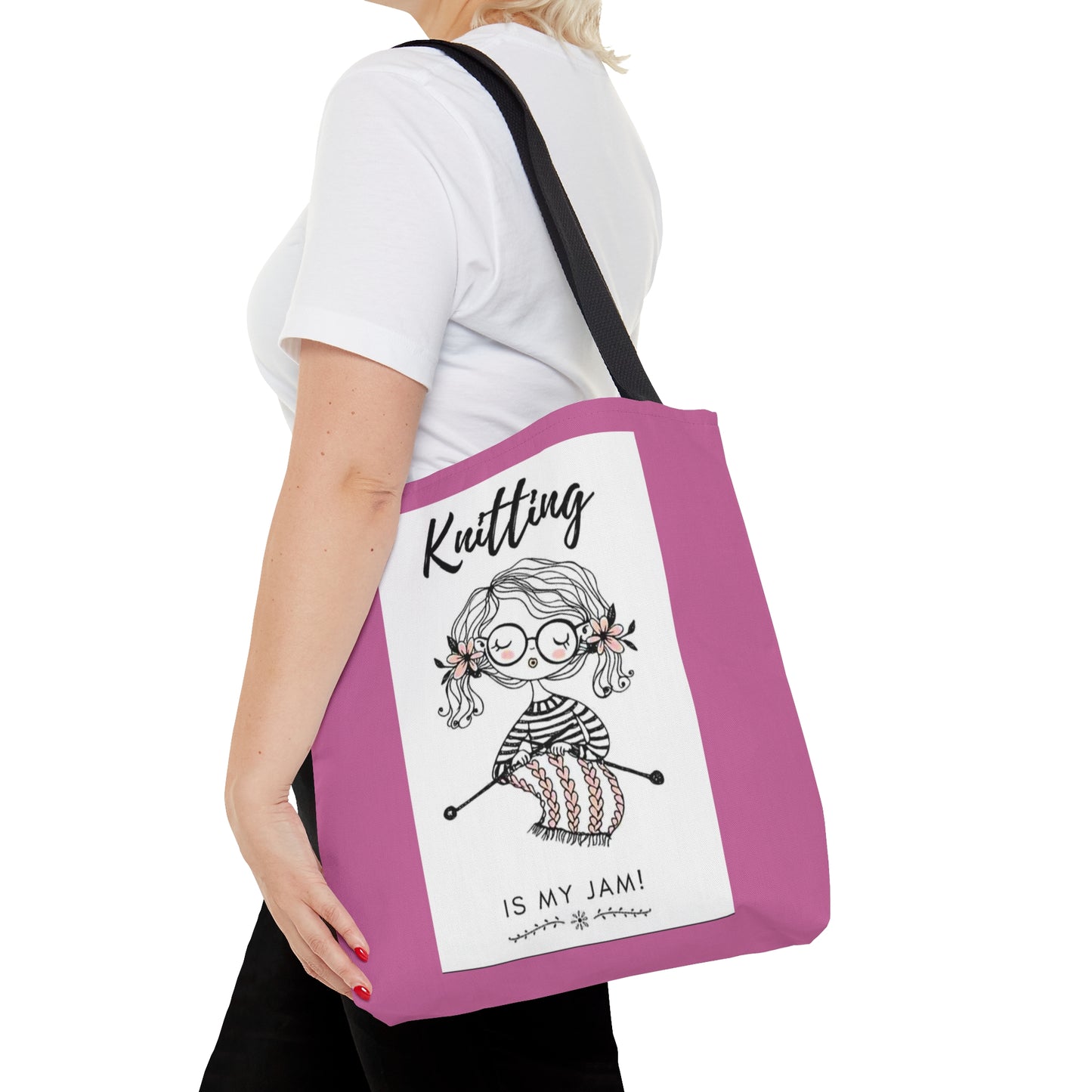 Pink Knitting Tote Bag (AOP)