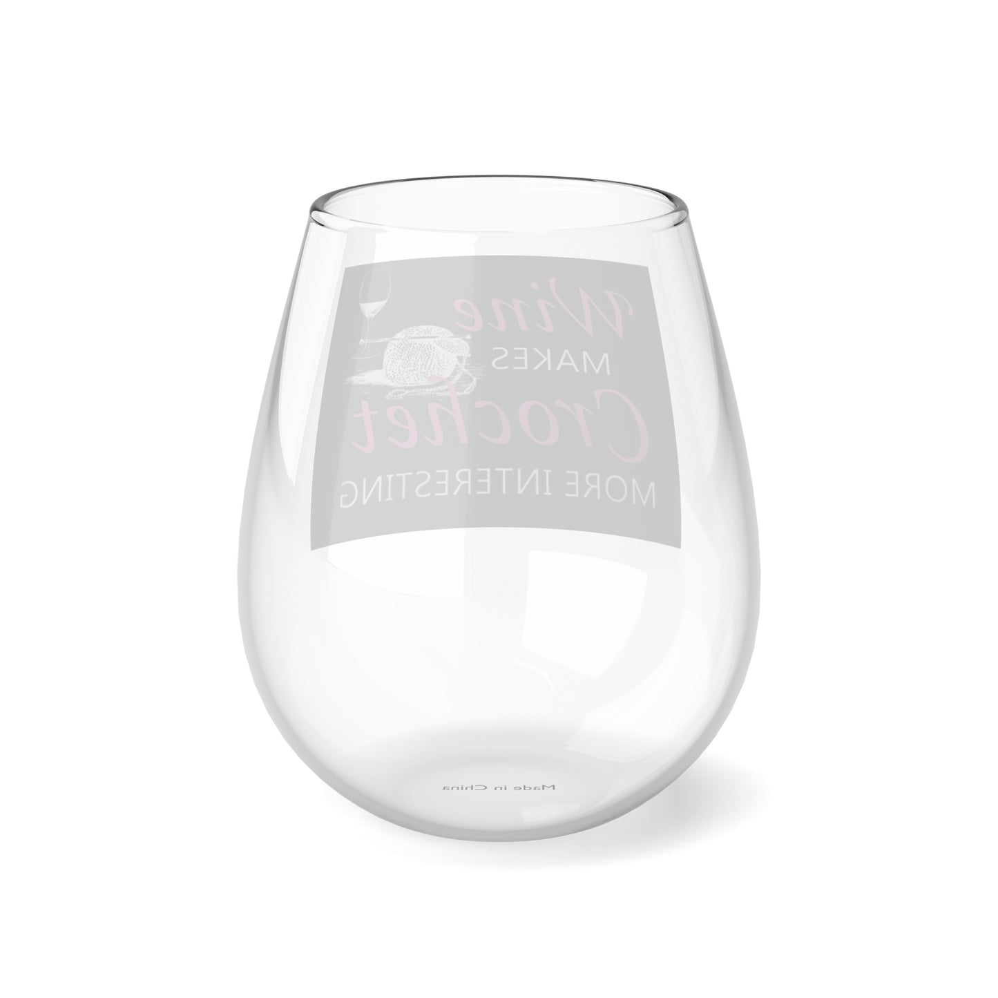 Crochet & Wine: Stemless Wine Glass, 11.75oz