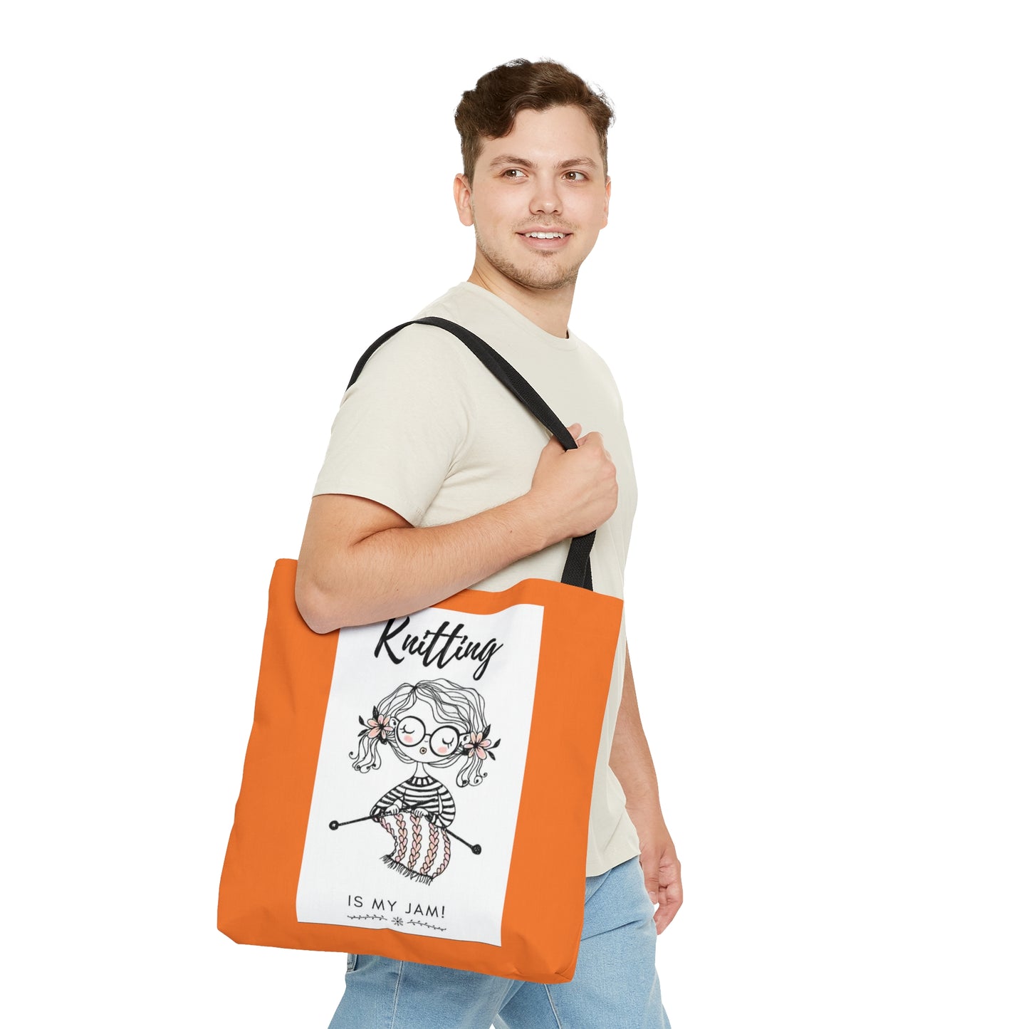 Orange Knitting Tote Bag (AOP)